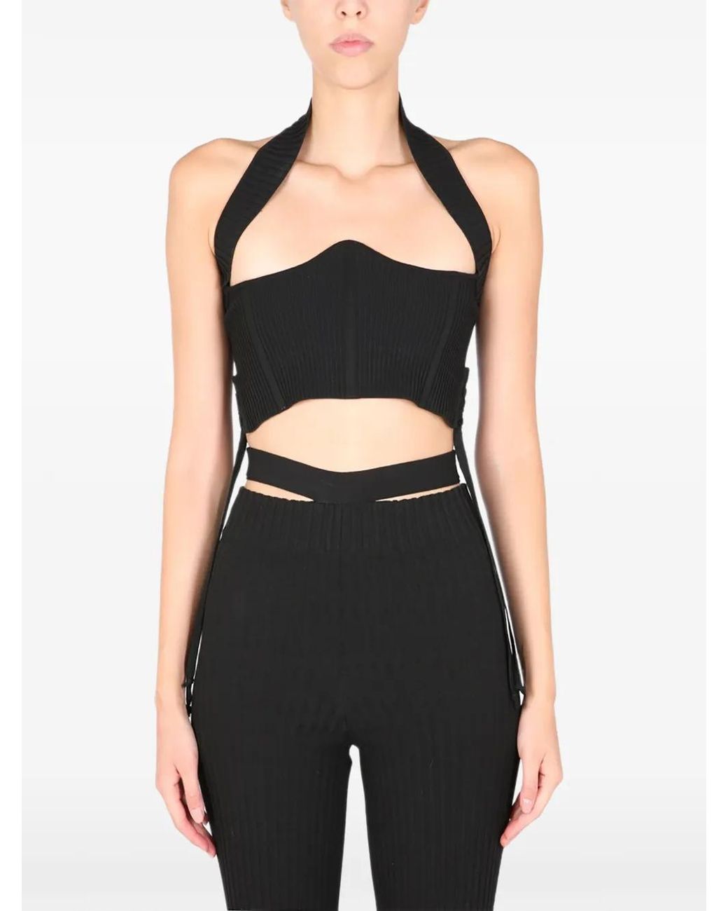 ANDREADAMO Black Ribbed Dustier