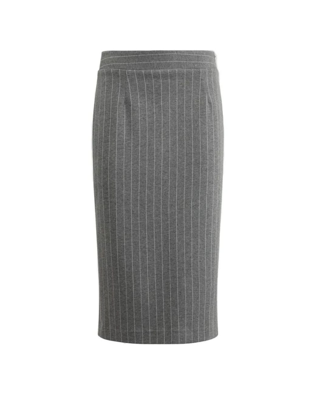 Gaelle Paris Gray Pinstripe-Pattern Side-Zip Skirt