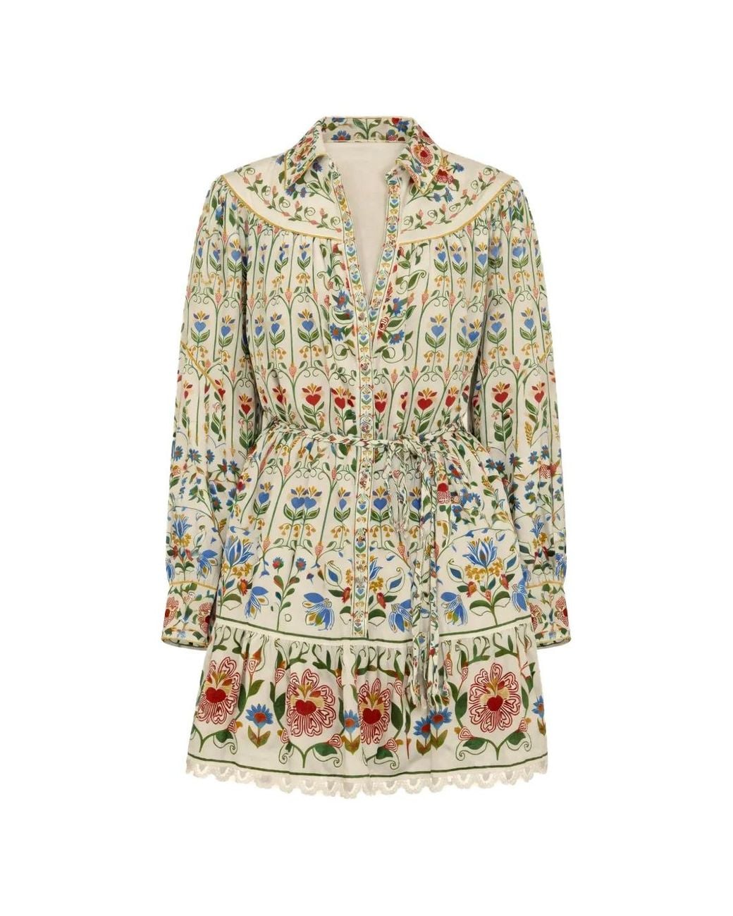 Farm Rio White Stitched Garden Mini Dress