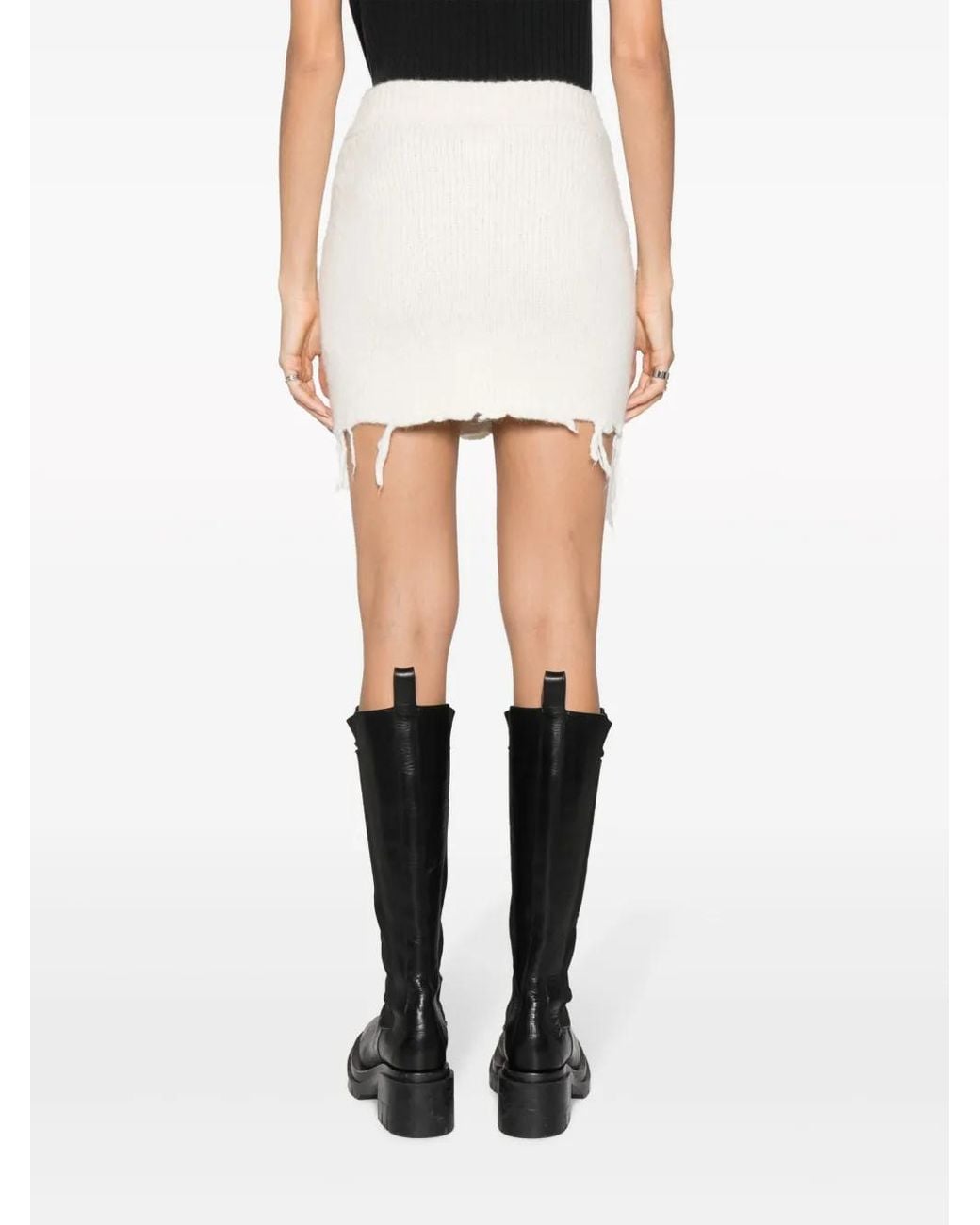 Vetements White Rhinestone-Embellished Knitted Miniskirt