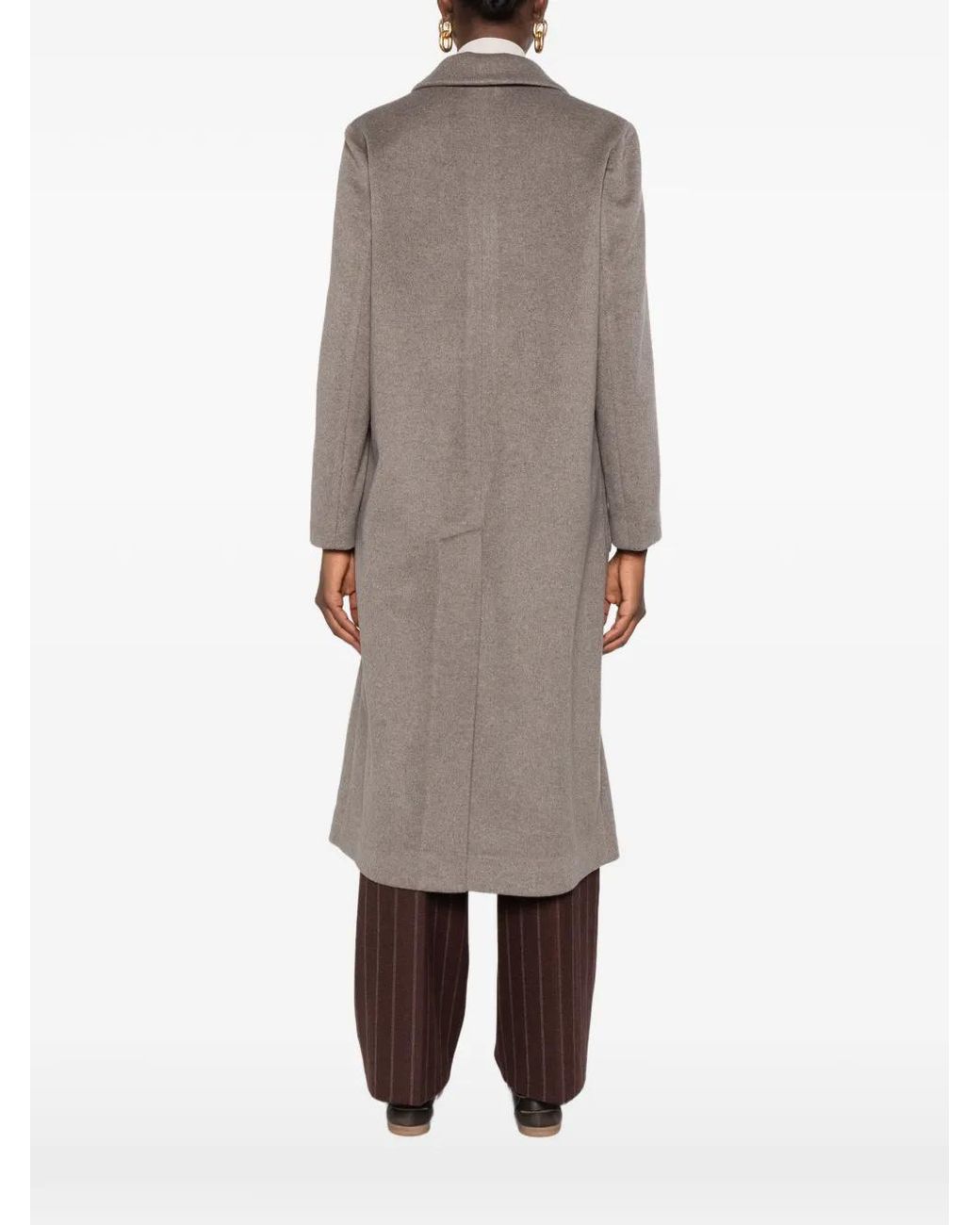 Barba Napoli Gray Manteau Louise À Simple Boutonnage Et Poches Plaquées