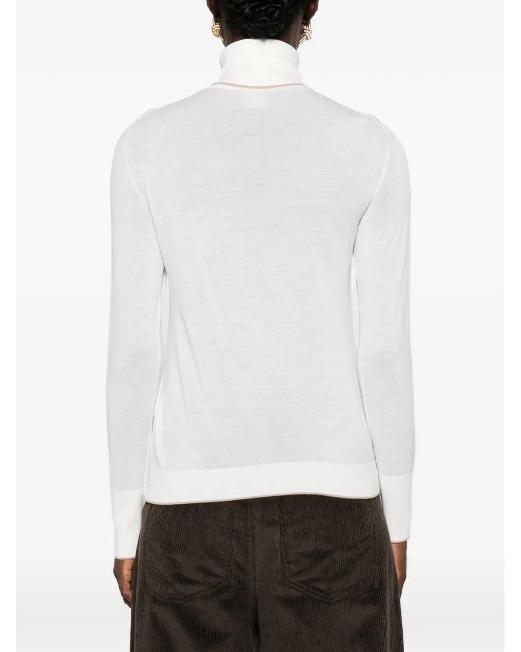 Eleventy White Roll-Neck Wool Sweater