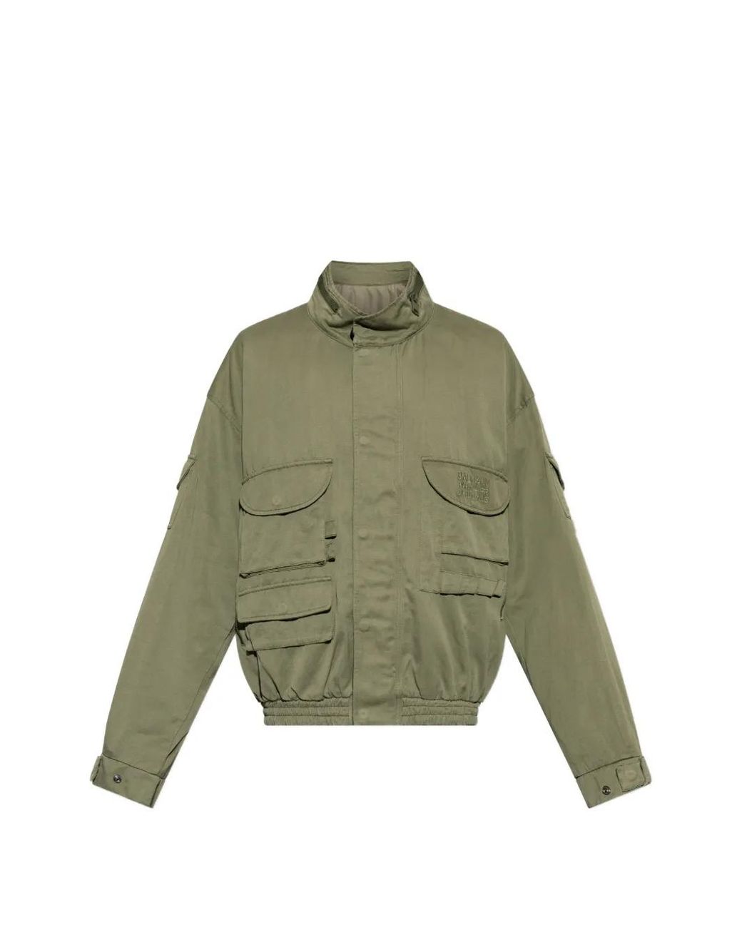 Balmain Green Multi-Pocket High-Neck Jacket for men