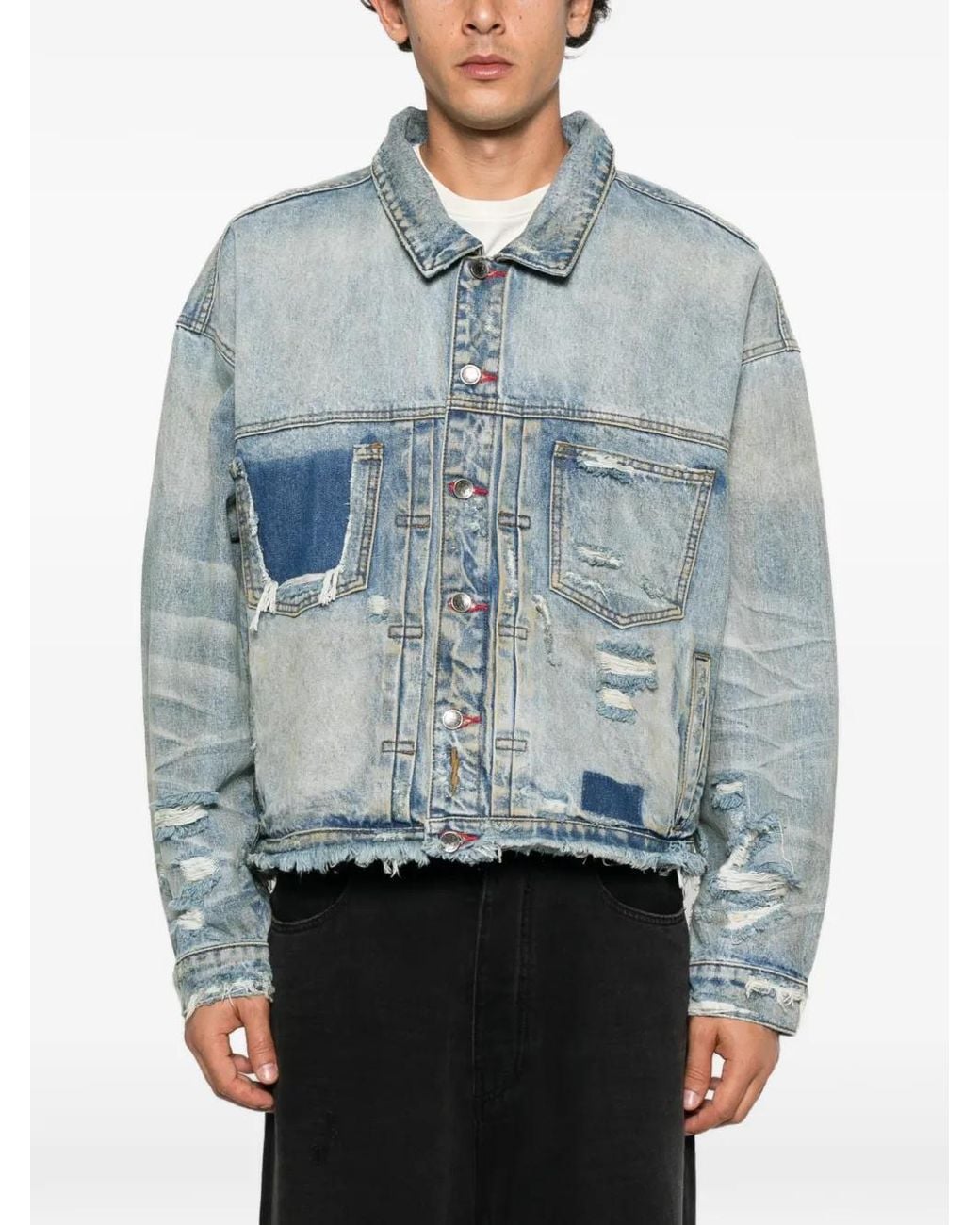 DIET STARTS MONDAY Blue Veste En Jean À Effet Usé for men