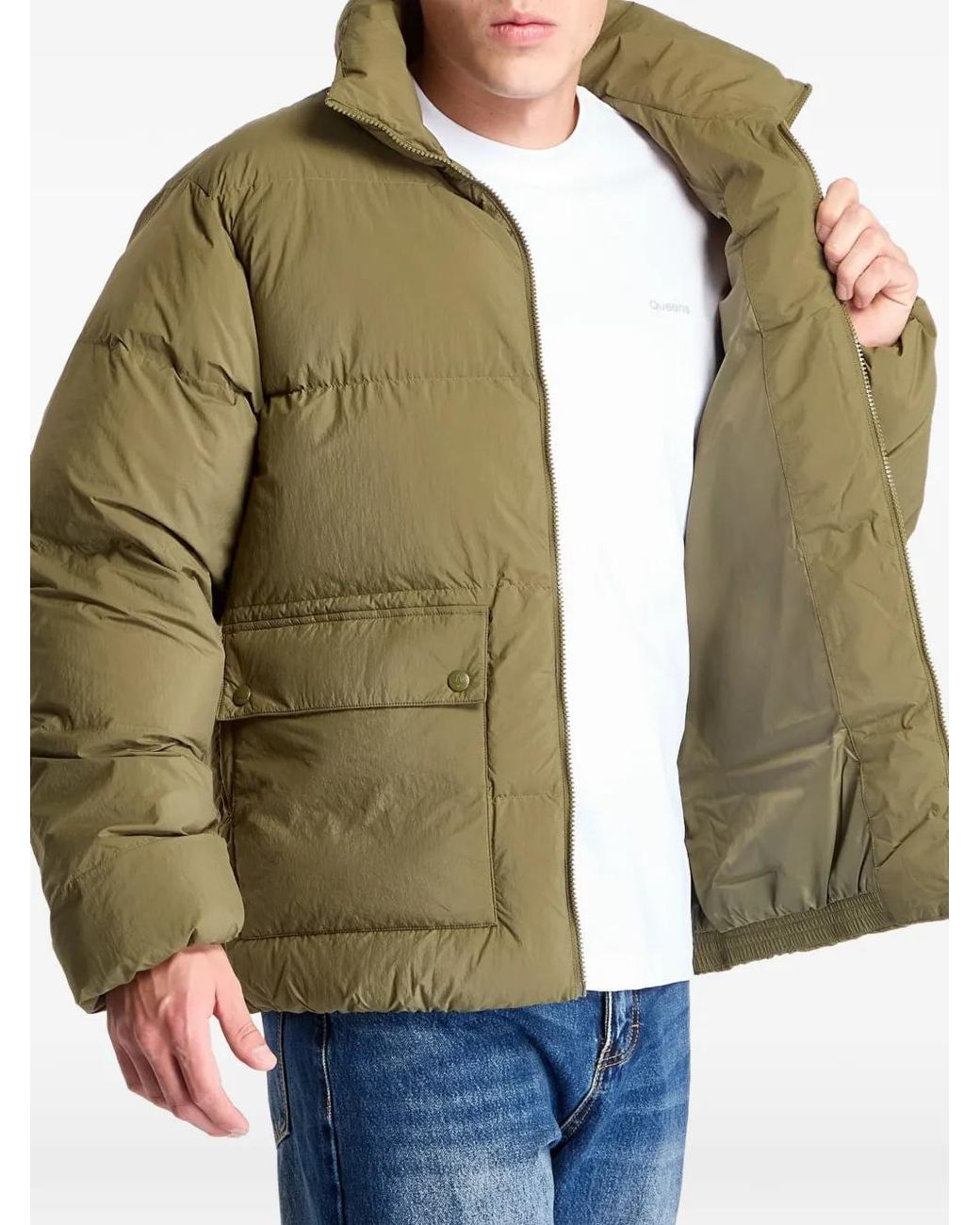 Adidas Green Padded Logo-Embroidered Jacket for men