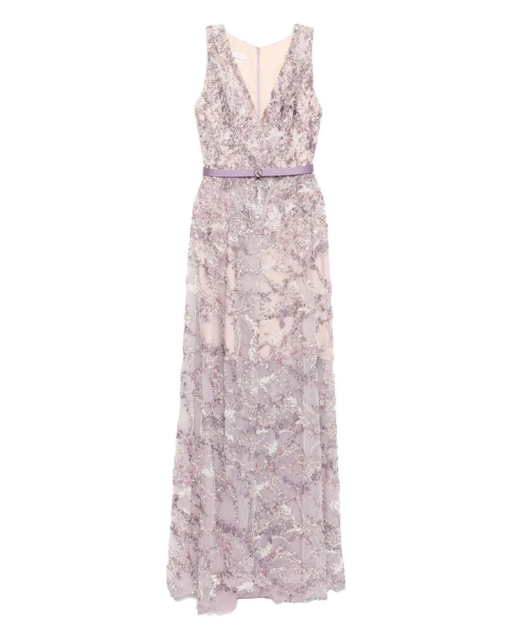 Saiid Kobeisy Purple Embroidered Maxi Dress