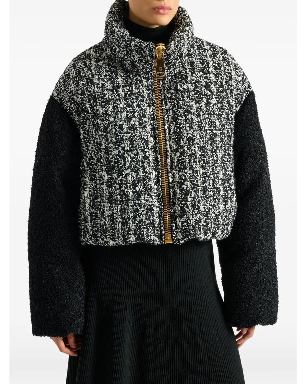 Balmain Black Padded Tweed Jacket