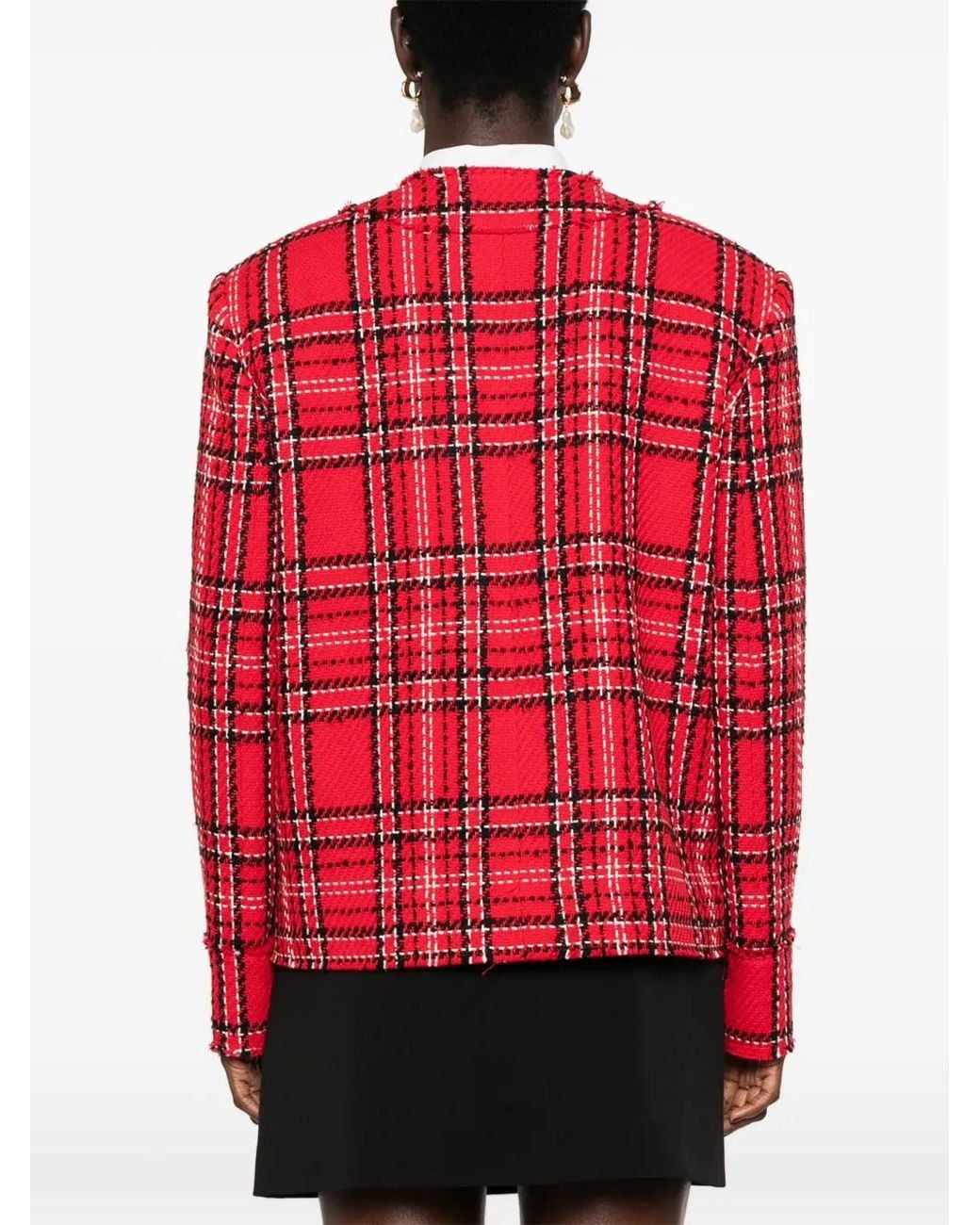 MSGM Red Check Tweed Jacket