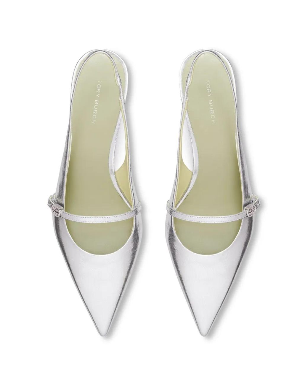 Tory Burch White Double T Buckle Mary Jane Slingbacks