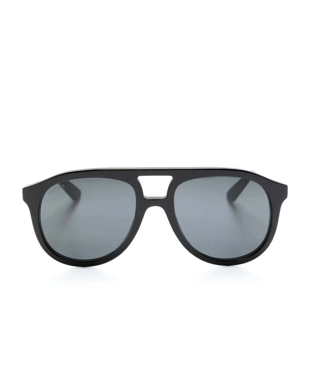 Gucci Gray Logo-Plaque Oversize-Frame Sunglasses