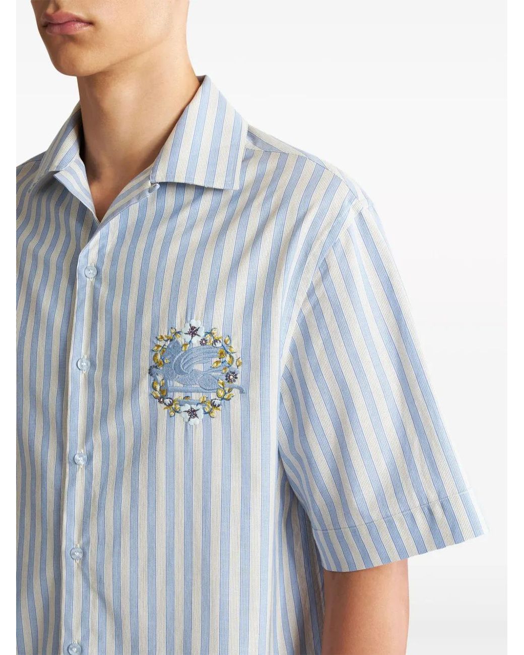 Etro Blue Logo Cotton Shirt for men