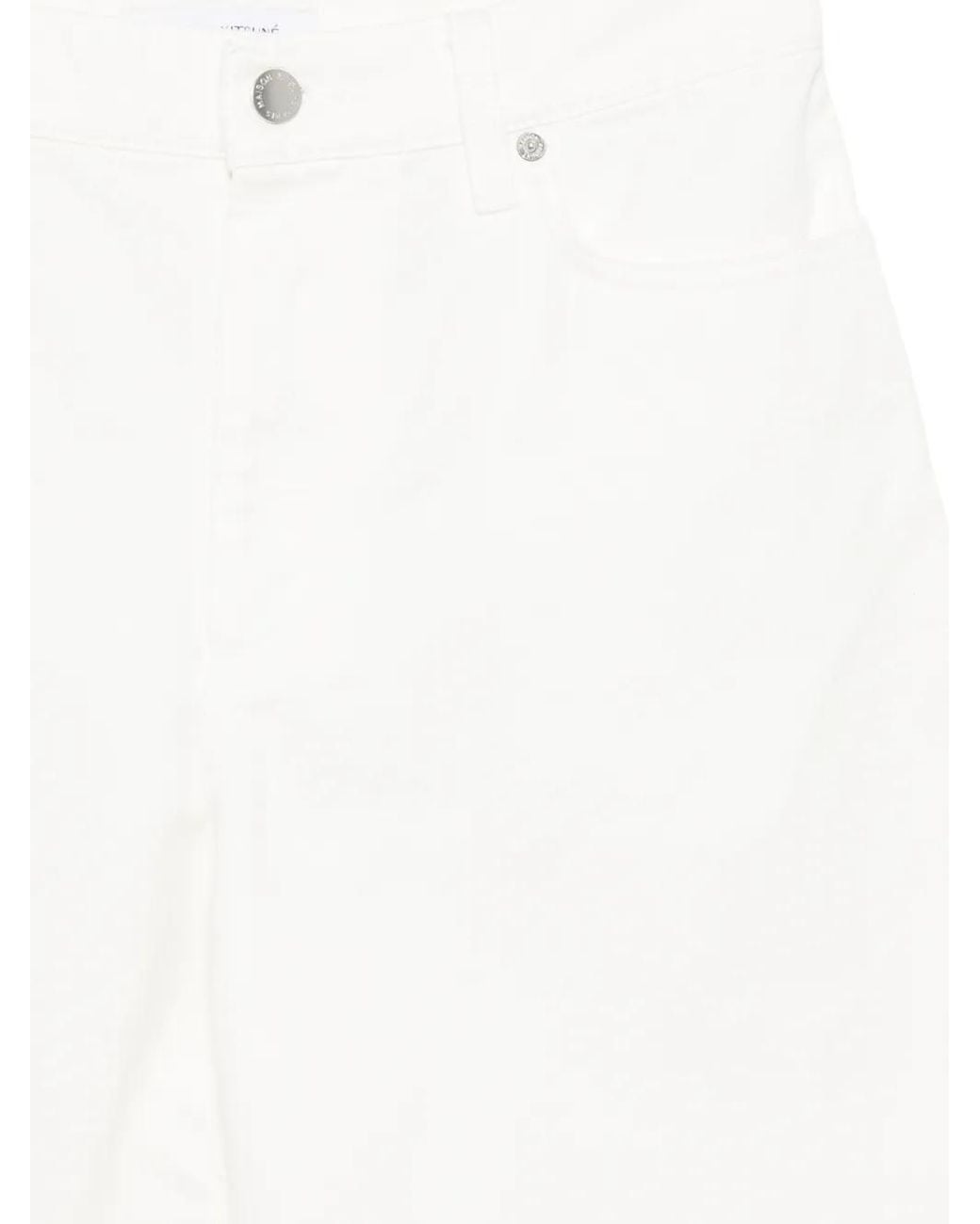 Maison Kitsuné White Denim Cotton Shorts