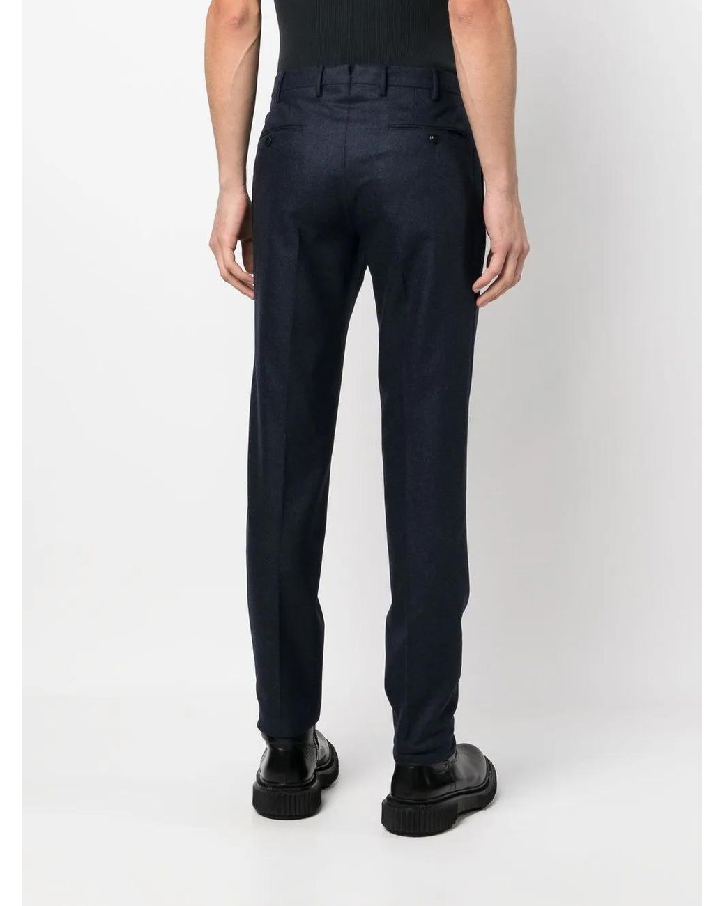 Incotex Blue Mid-Rise Straight-Leg Trousers for men