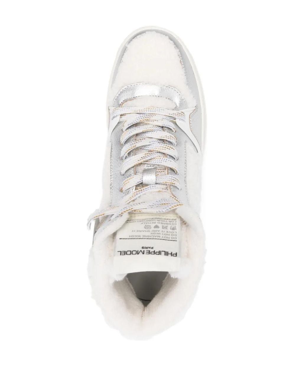 Philippe Model White Panelled Mid-Top Leather Sneakers