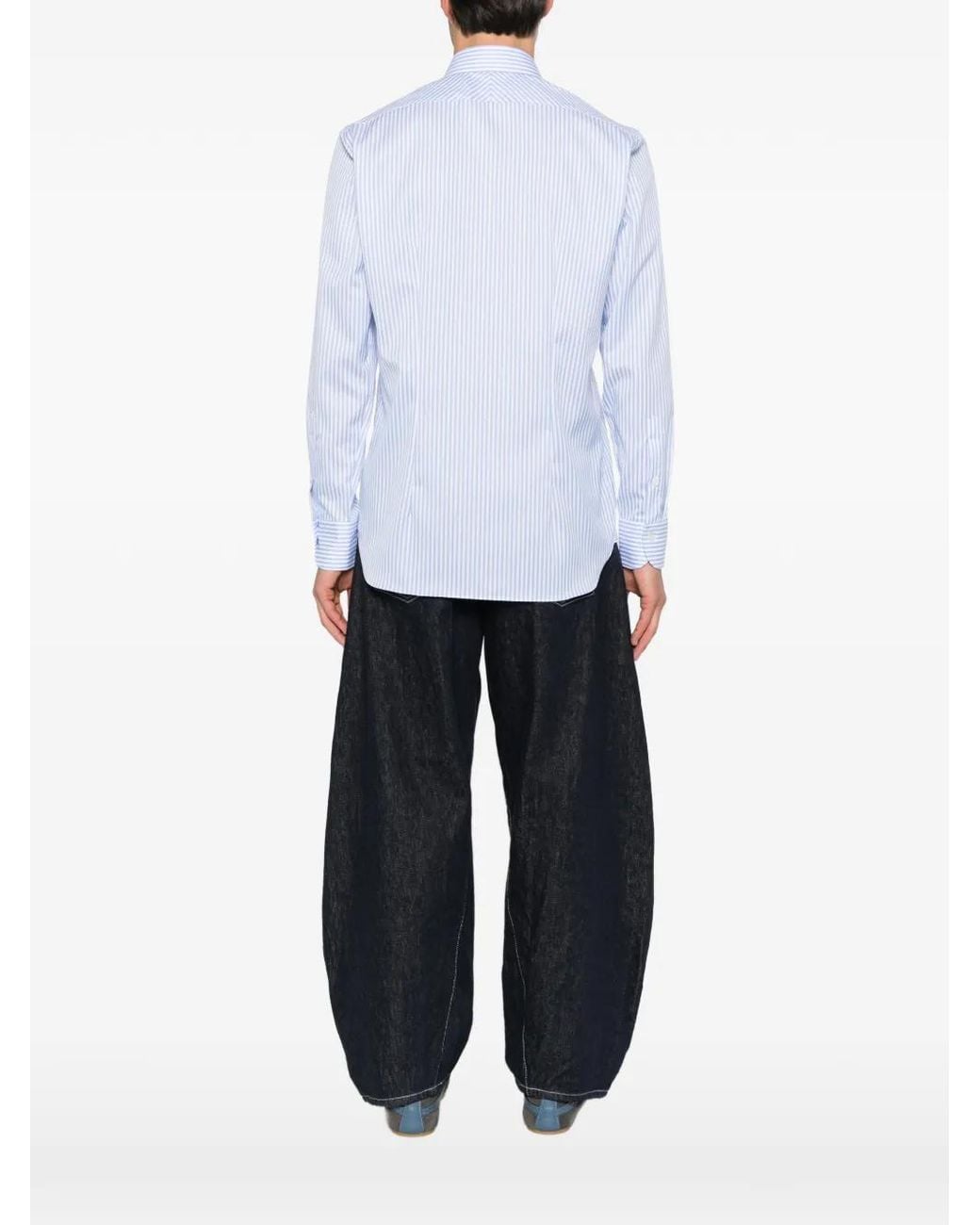Olymp White Striped Long-Sleeve Shirt for men