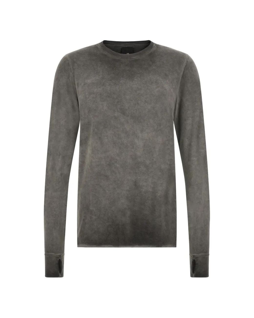 Thom Krom Gray Thumb-Hole Long-Sleeve T-Shirt for men