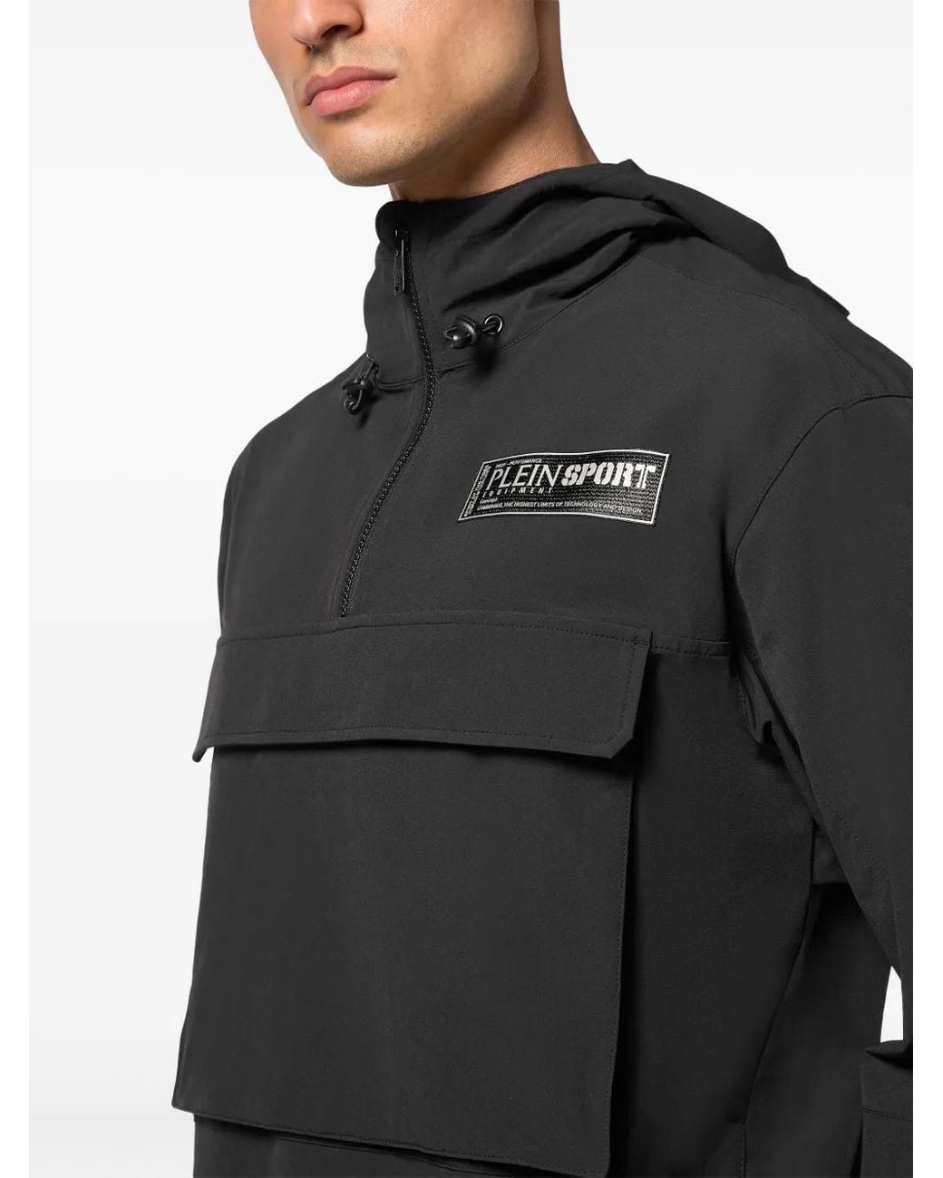 Philipp Plein Black K-Way Hoodie for men