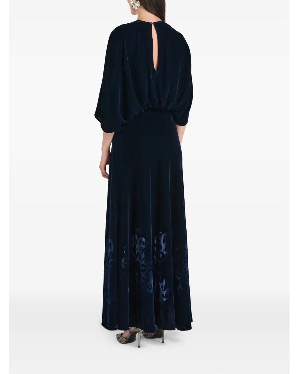 Themis Z Blue Kyma Round-Neck Floral Maxi Dress