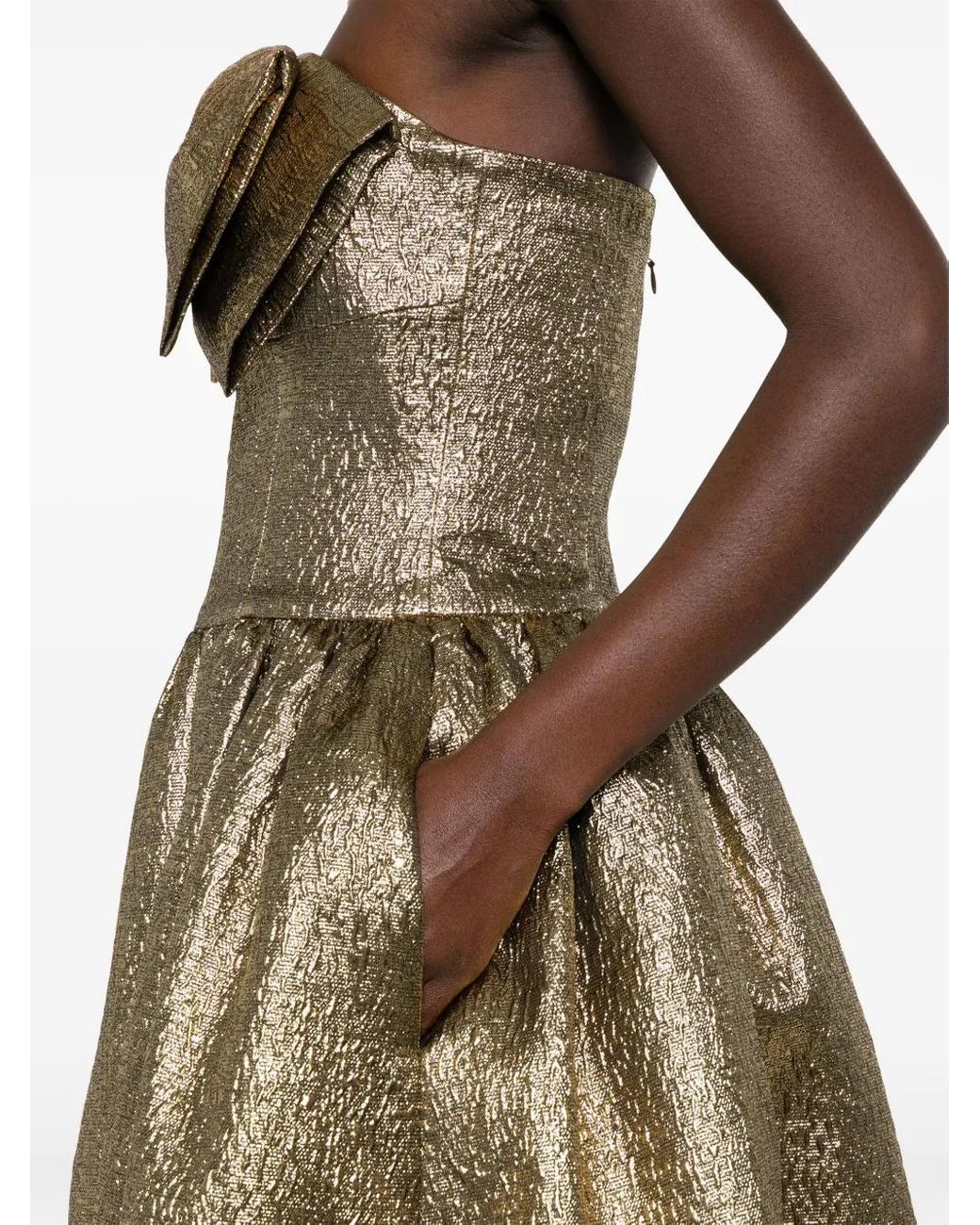 Self-Portrait Natural Metallic Midi Dress