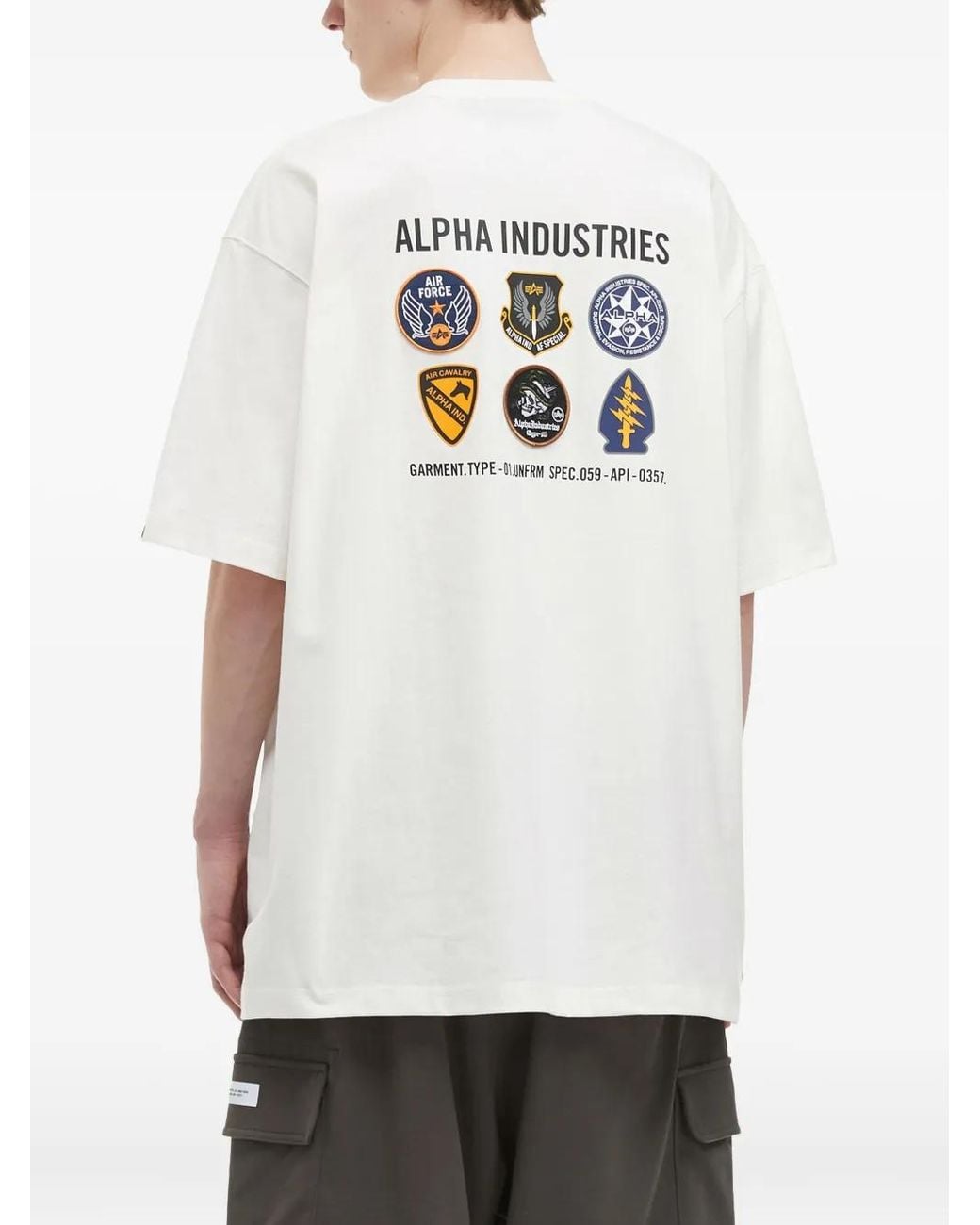 Alpha Industries White Logo-Print Graphic T-Shirt for men
