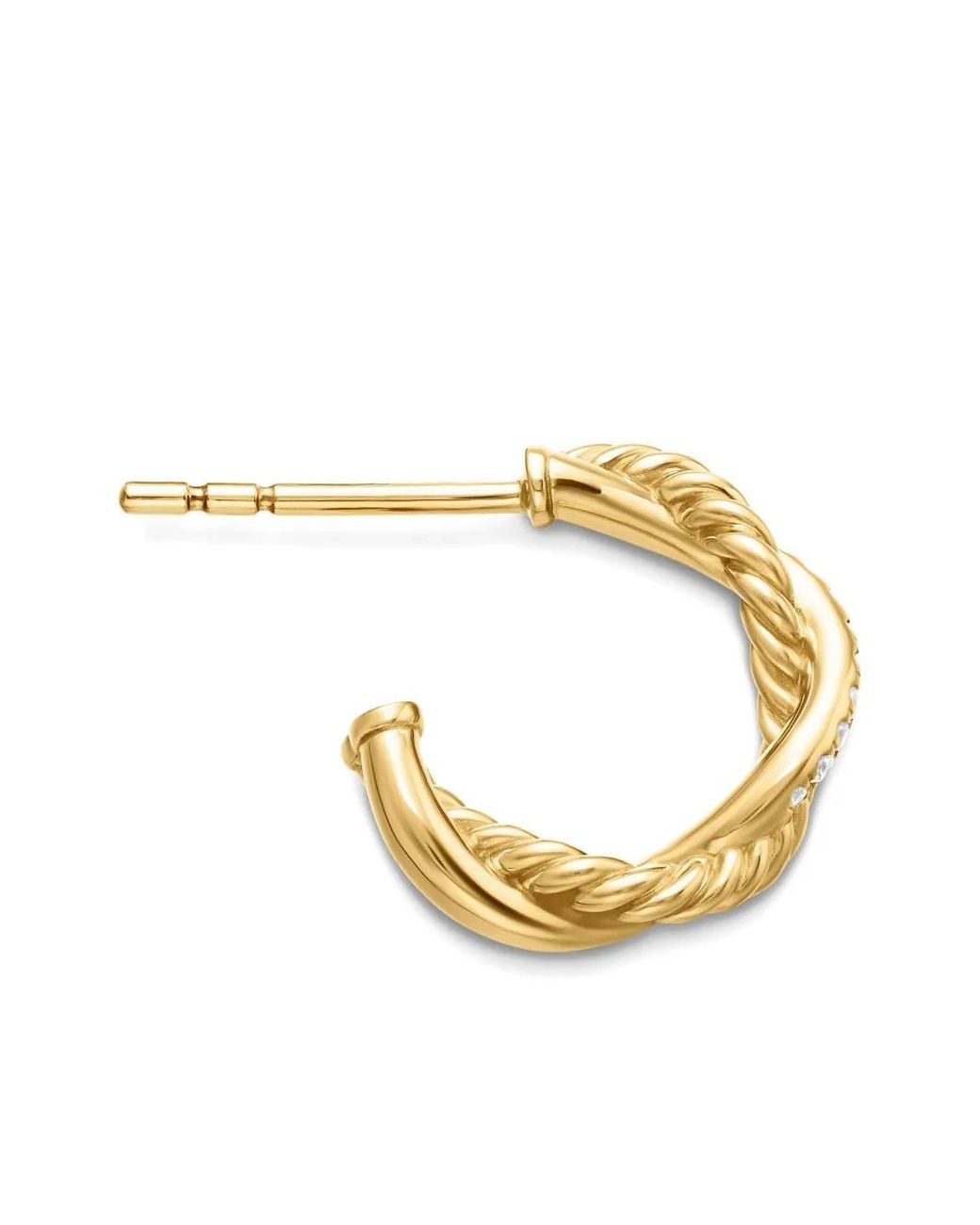 David Yurman Metallic 18Kt Petite Infinity Diamond Huggie Hoop Earrings (3Mm)