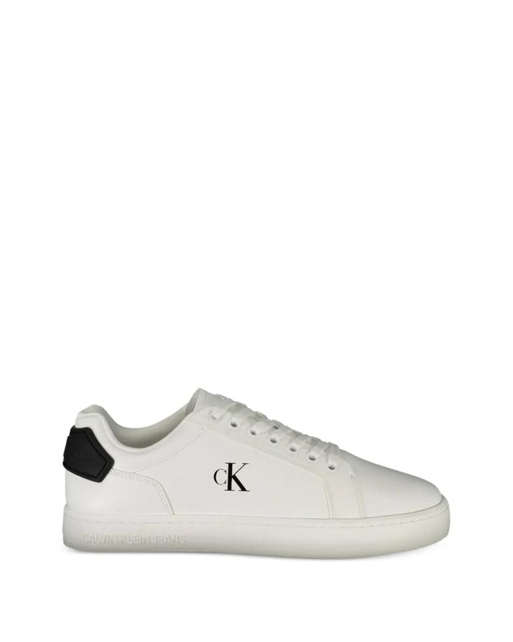 Calvin Klein White Logo-Print Leather Sneakers for men
