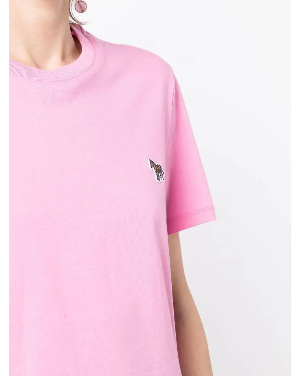Paul Smith Pink Zebra-Patch Cotton T-Shirt
