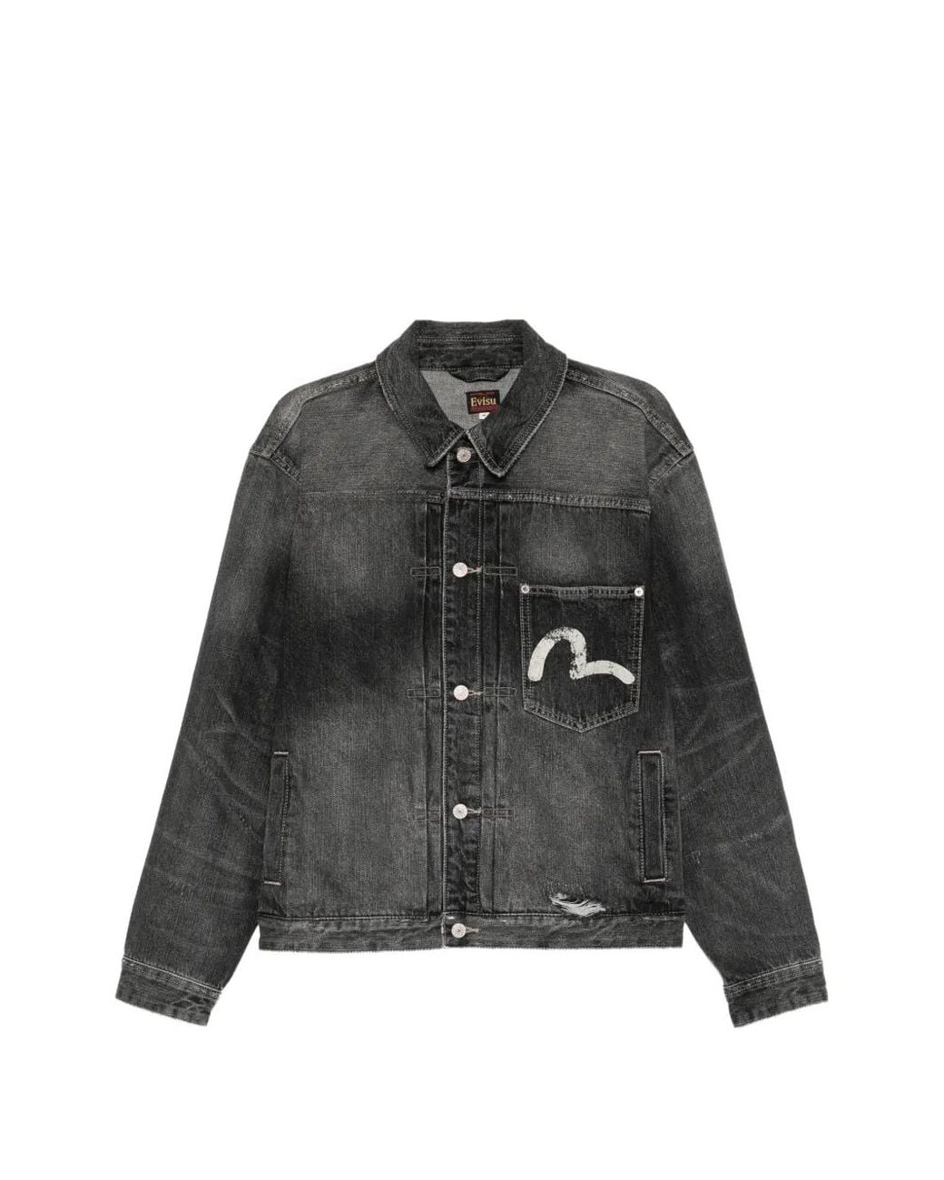 Evisu Black Ebisu Denim Jacket for men