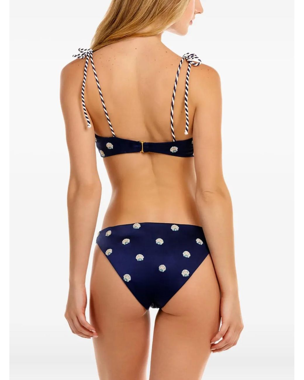 Agua Bendita Blue Shell-Print Bikini Bottoms