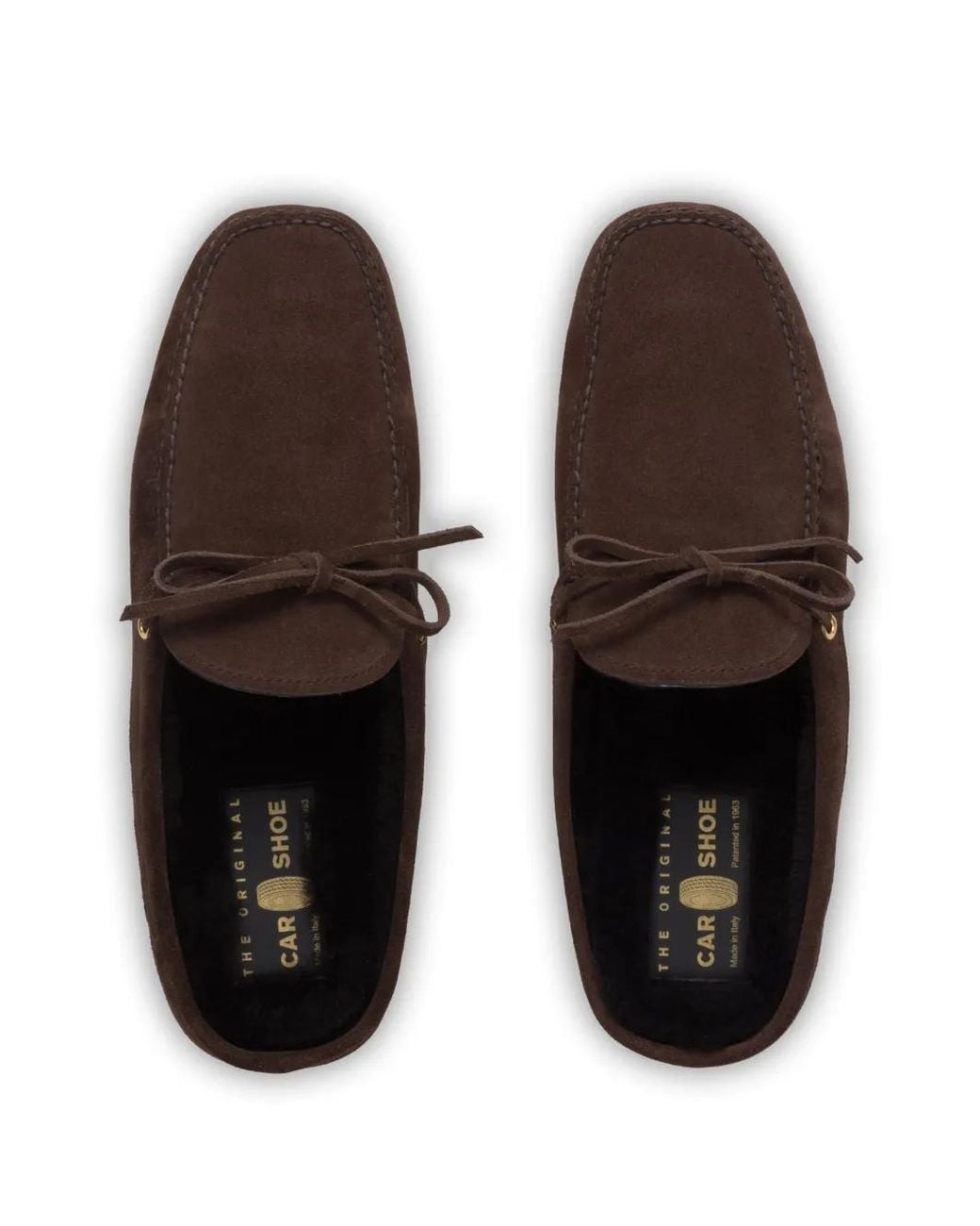 Car Shoe Brown Lace-Up Suede Slippers for men