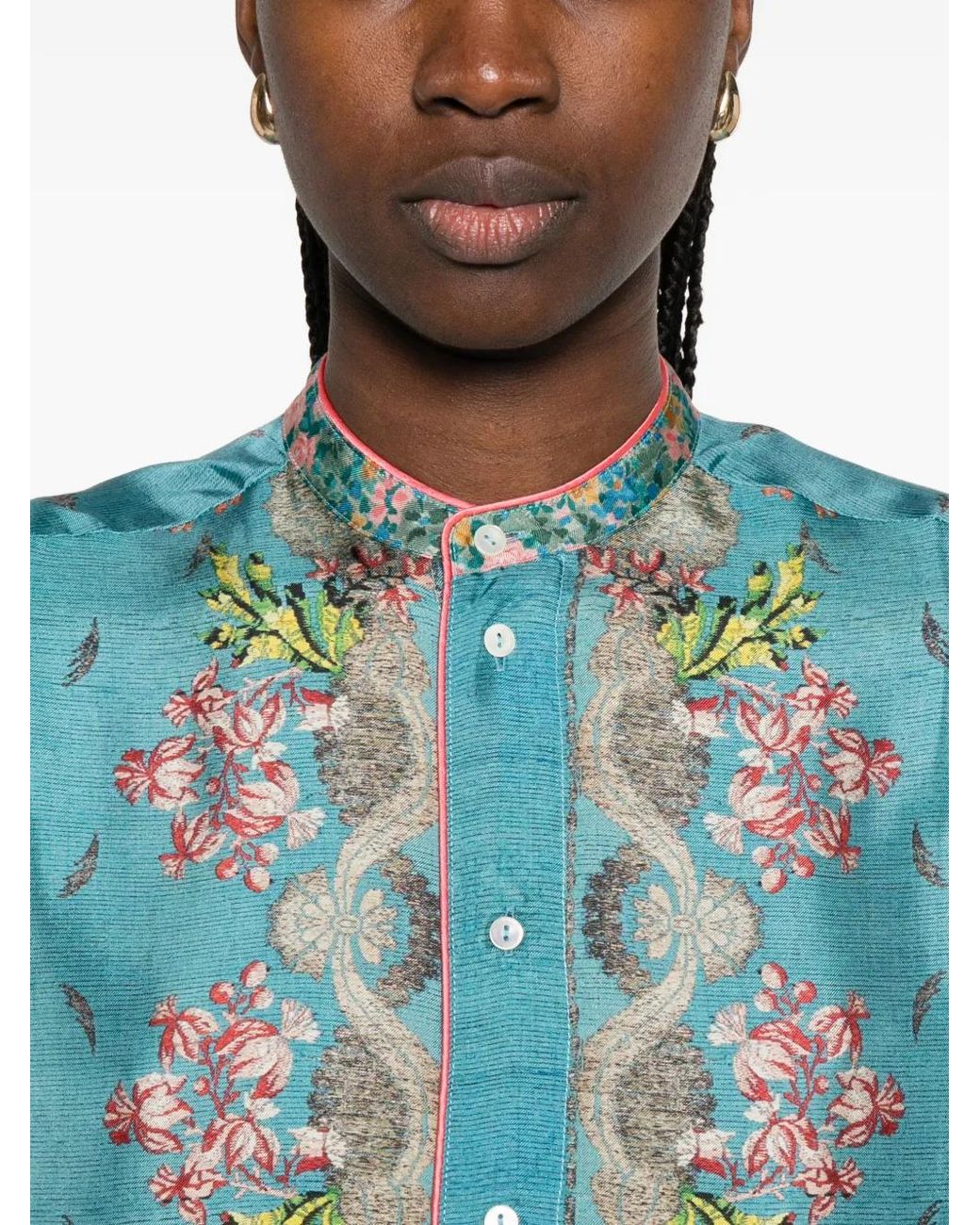 Pierre Louis Mascia Blue Aloe Floral Shirt