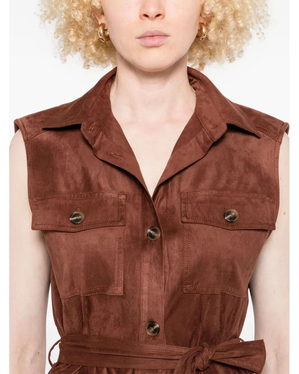 D.exterior Brown Button-Up Gilet
