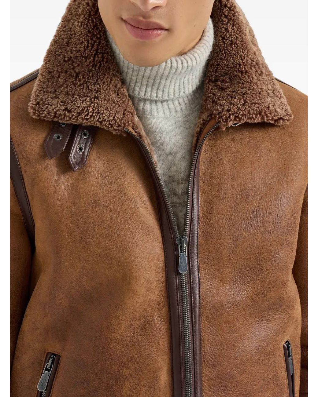 Brunello Cucinelli Lammy Pilotenjack in het Brown voor heren