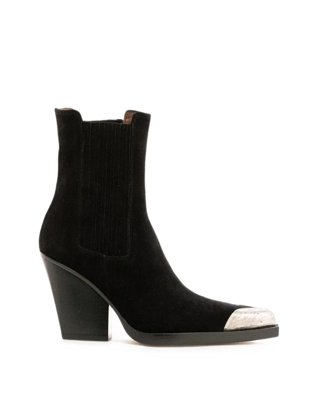 Paris Texas Black Dallas Metal-Toe-Cap Suede Ankle Boots