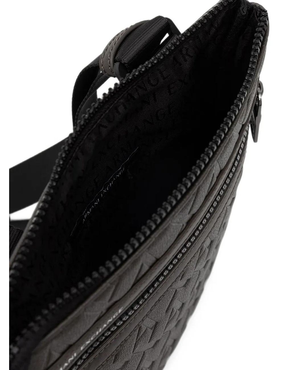 ARMANI EXCHANGE Black Logo-Embossed Cross Body Bag for men