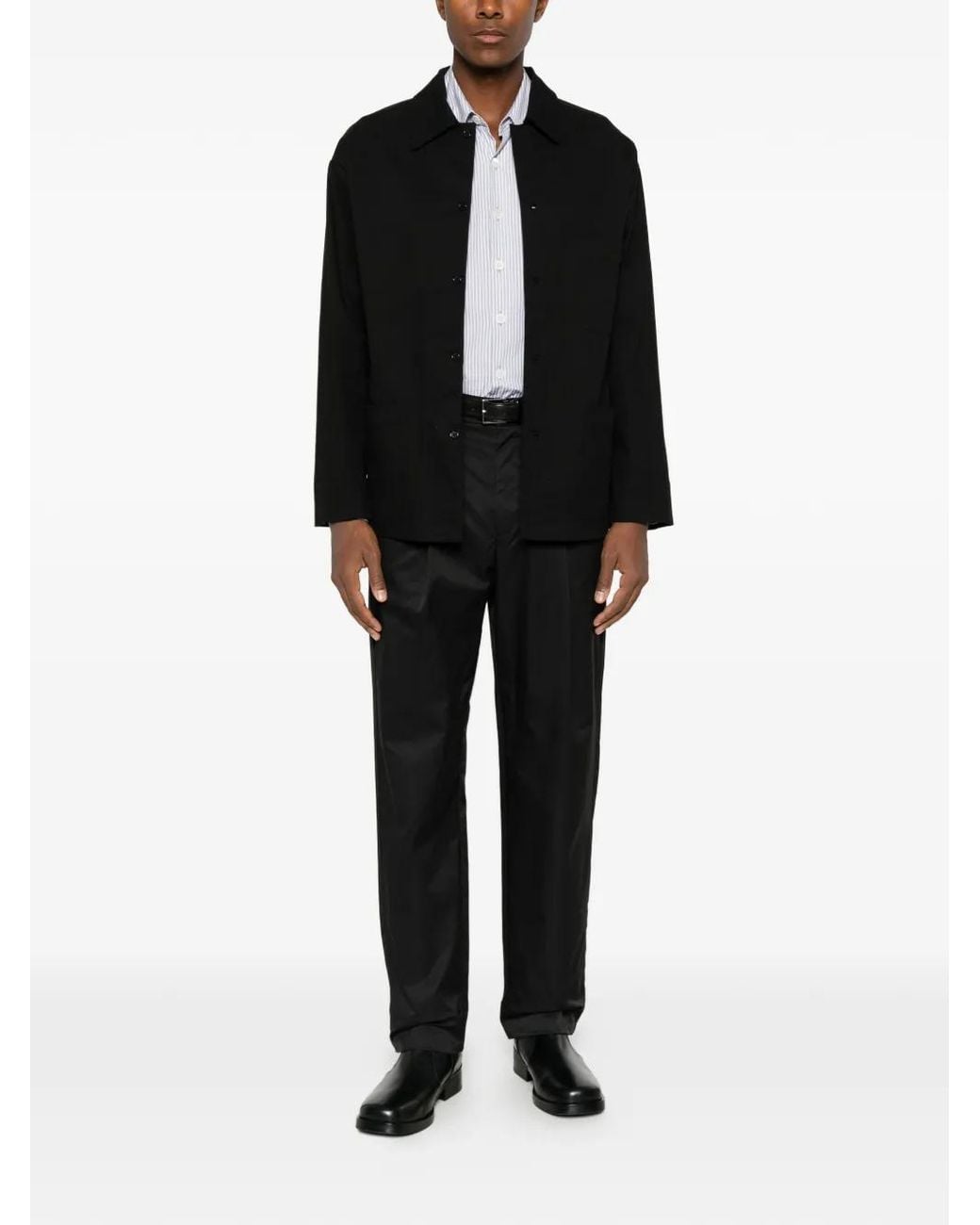Imperial Black Patch-Pocket Shirt Jacket for men