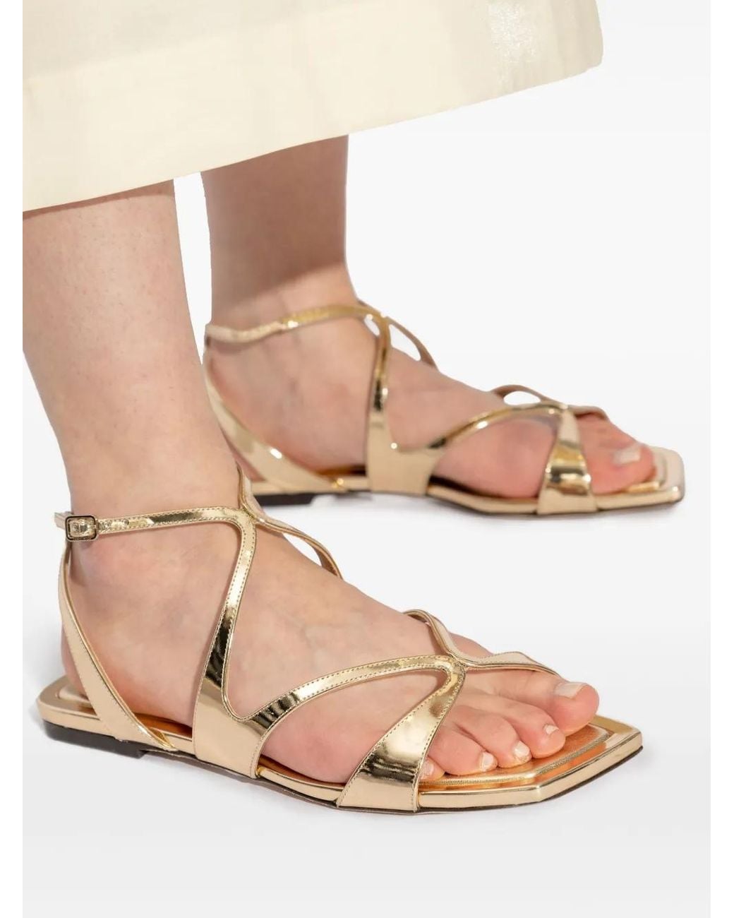 Jimmy Choo Metallic Ayla Liquid- Leather Sandals