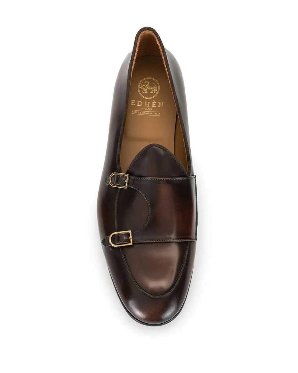 Edhen Milano Brown Brera Double-Strap Loafers for men
