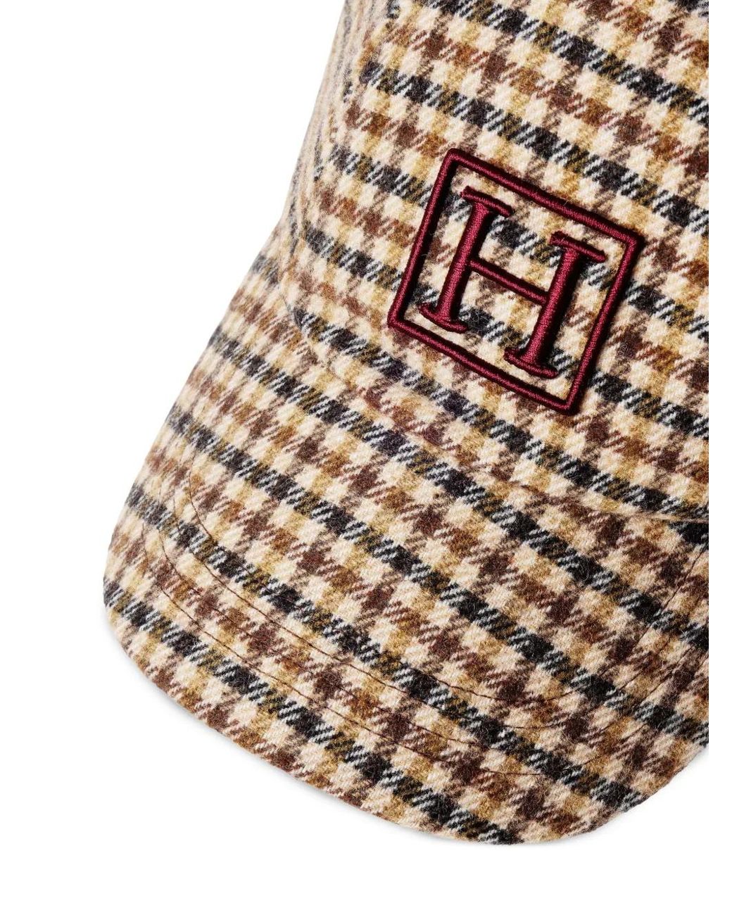 Hackett Natural Check-Pattern Logo-Embroidered Cap for men