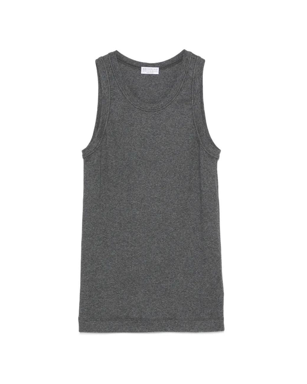 Brunello Cucinelli Gray Monili-Detail Tank Top