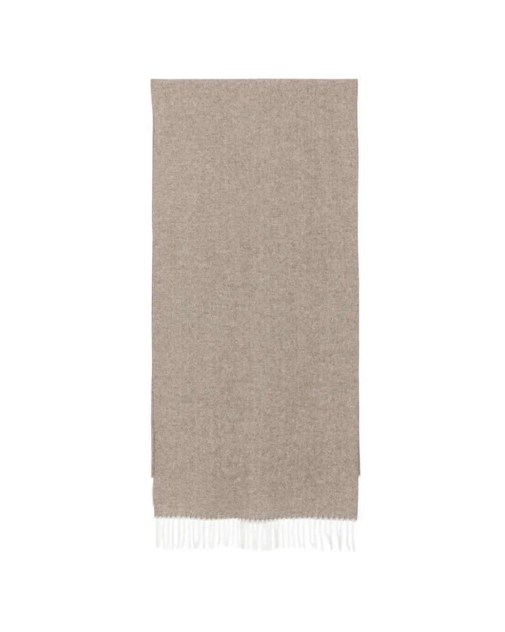 Fileria Gray Herringbone-Pattern Fringed Scarf for men