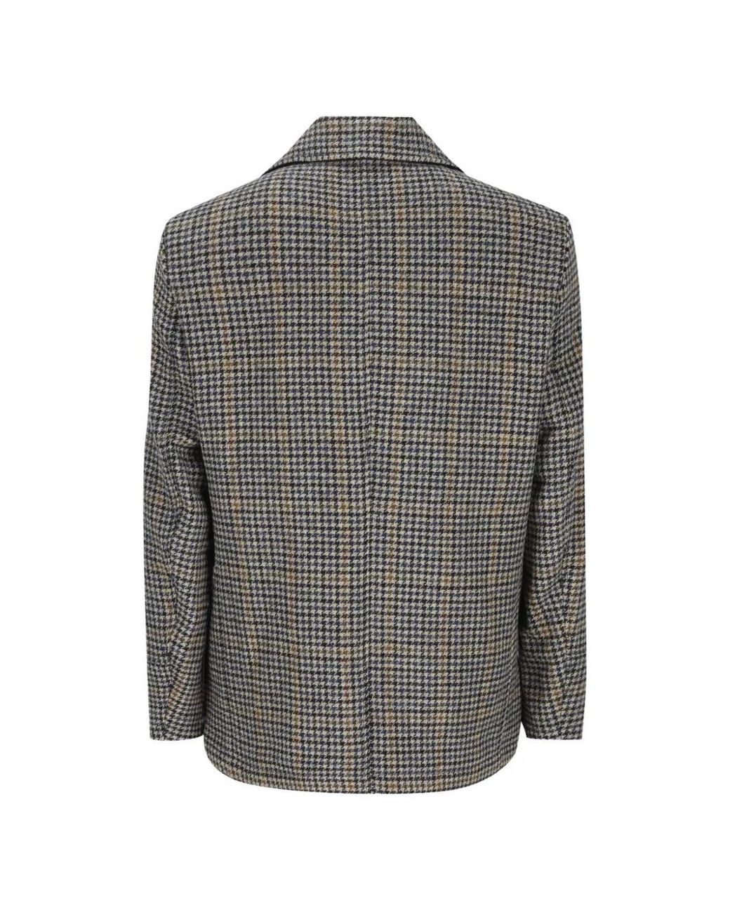 Camplin Gray Houndstooth Double-Breasted Coat for men