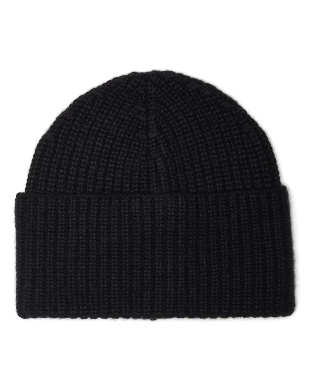 Brunello Cucinelli Black Cashmere Rib-Knit Beanie for men