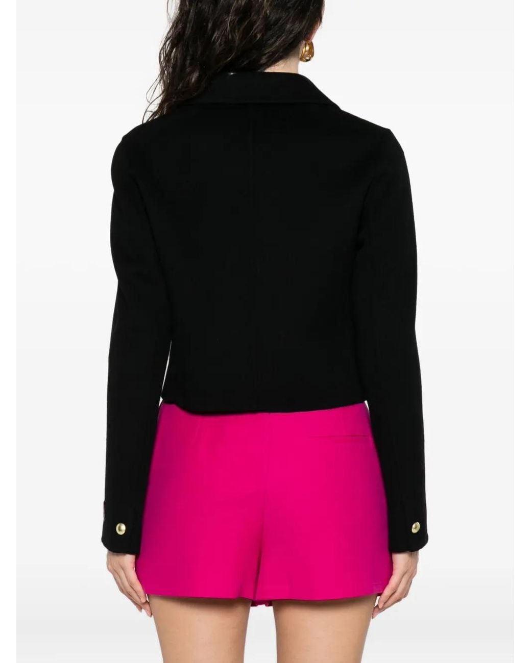 ERMANNO FIRENZE Black Detailed Buttoned Cropped Jacket