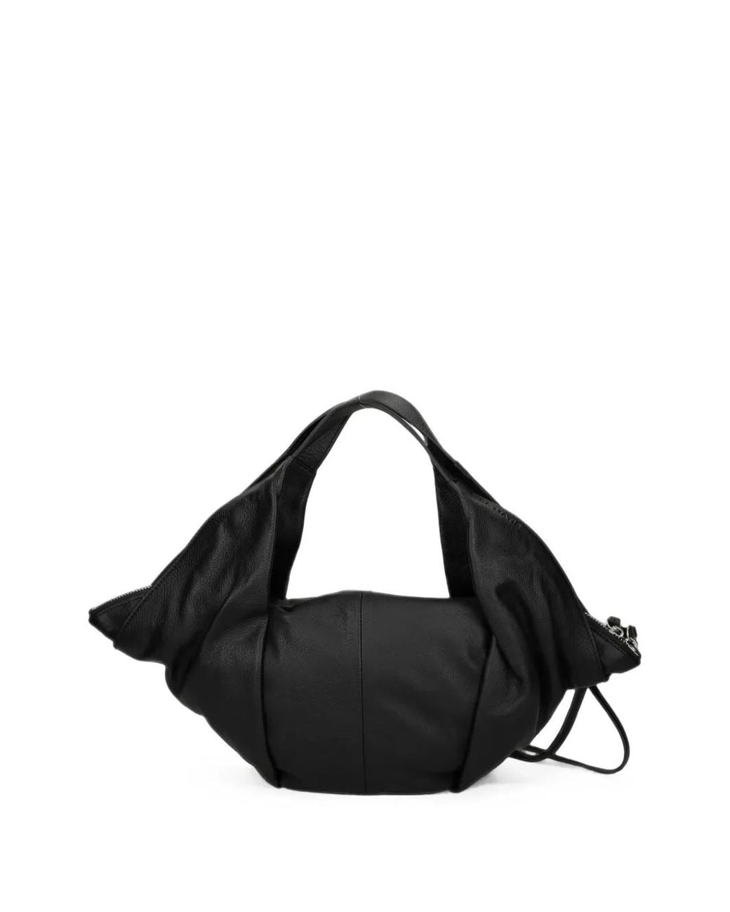 Vic Matié Black Grained Leather Draped Tote Bag
