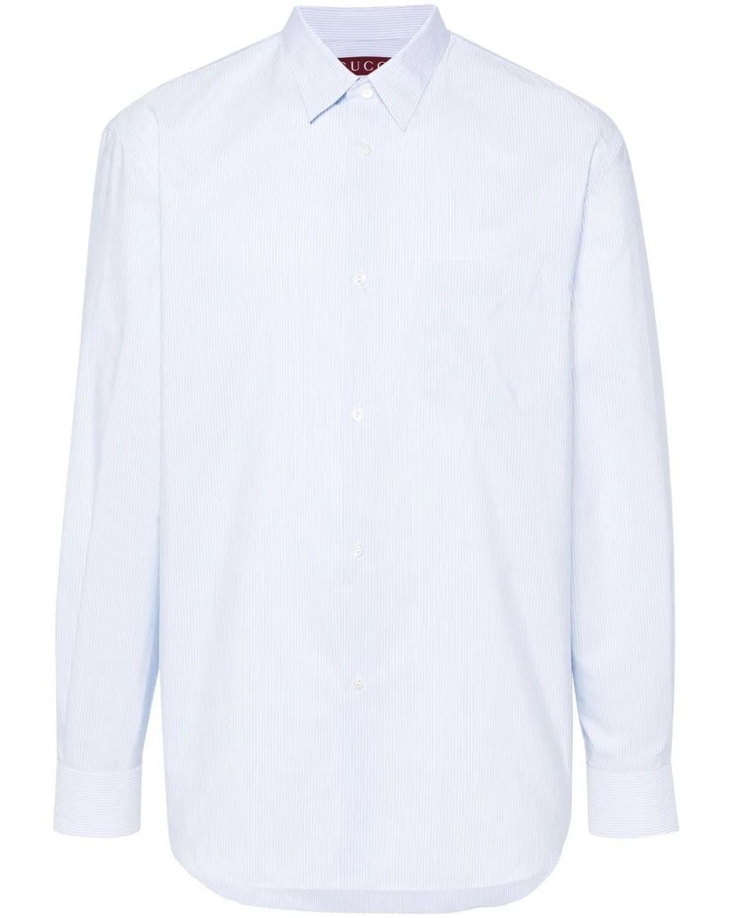 Gucci White Striped Cotton Shirt for men