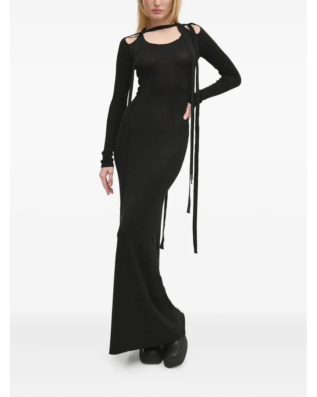 Y. Project Black Cut-Out Tie Maxi Dress