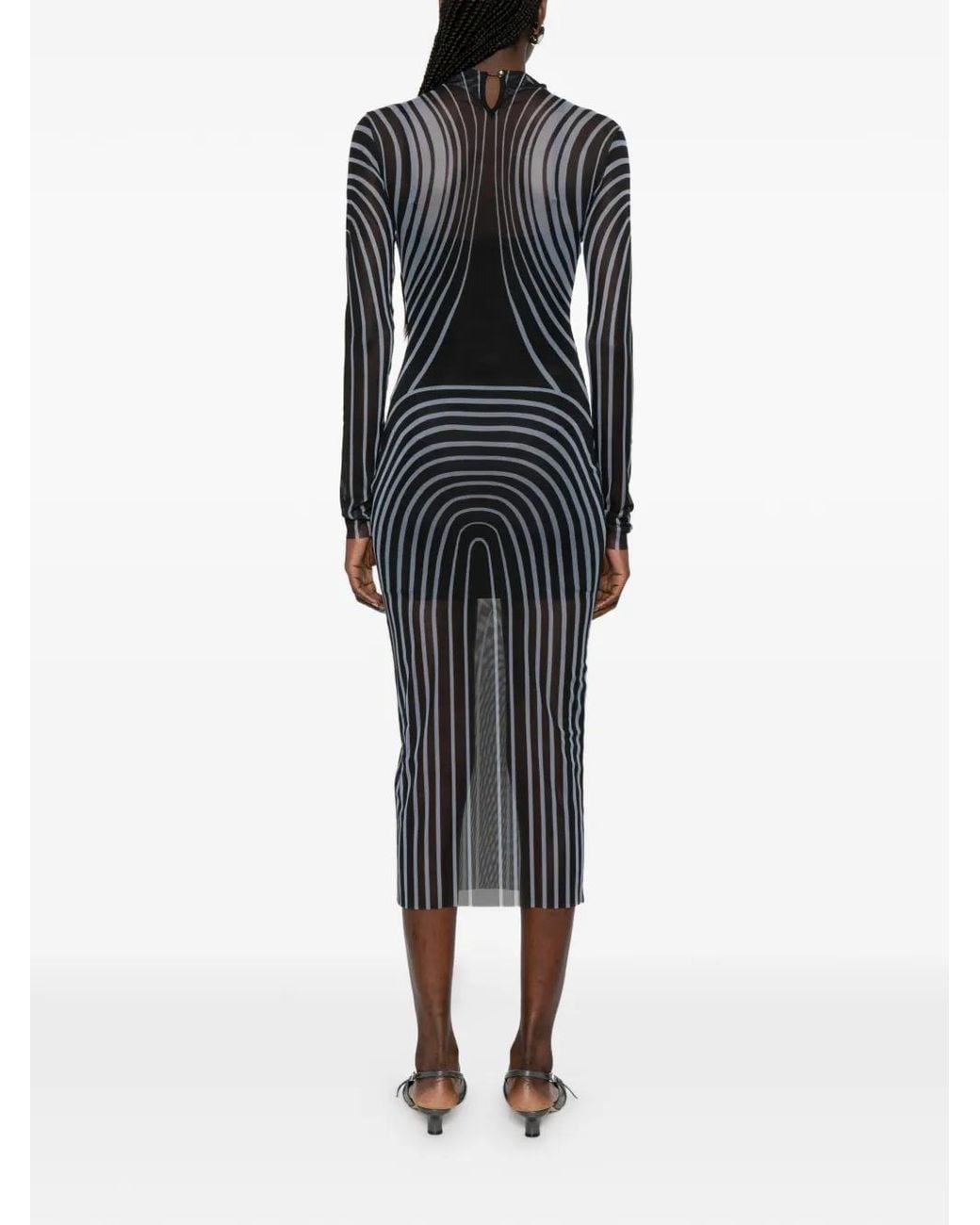 Patrizia Pepe Black Abstract-Print Tulle Midi Dress