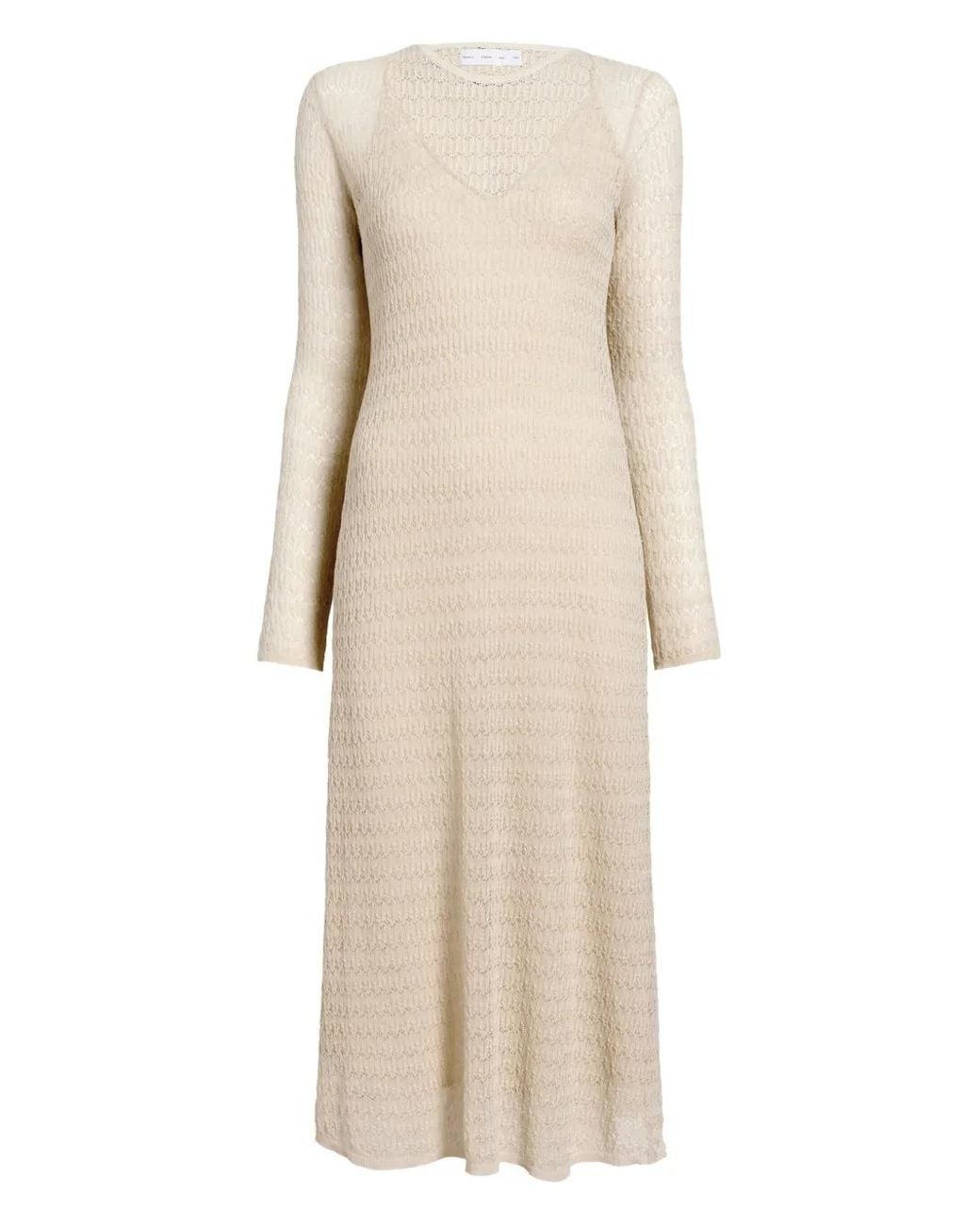 Proenza Schouler Natural Knitted Long-Sleeve Midi Dress