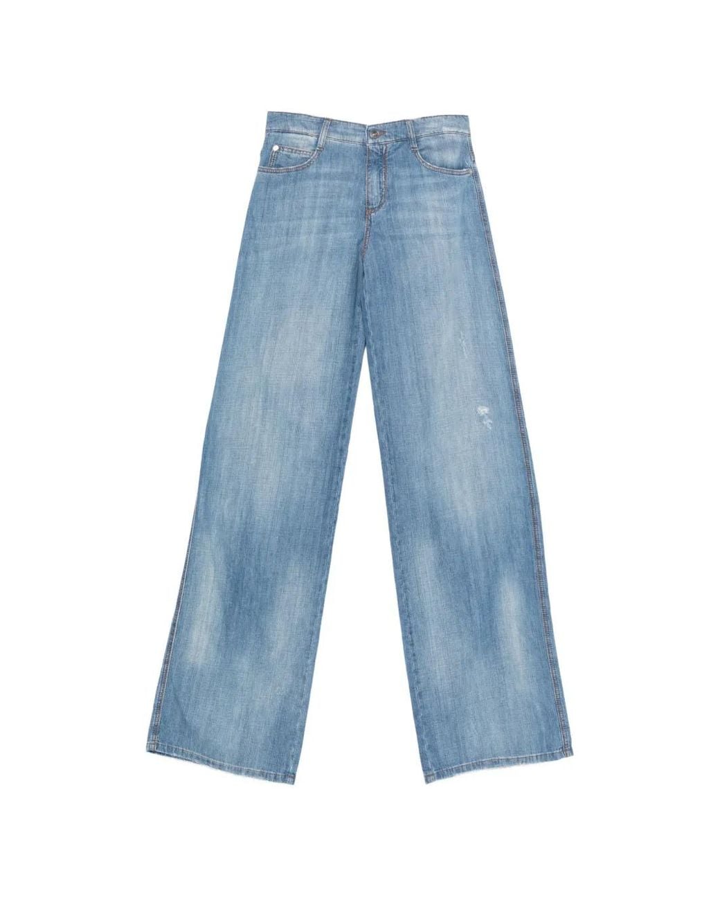 Ermanno Scervino Blue Wide-Leg Logo-Patch Jeans